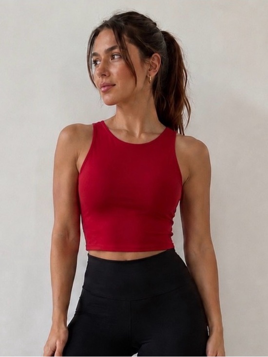 Athleta Other - Athleta Conscious Crop Bra Tank Top Red Women’s Size Medium Built-In Bra